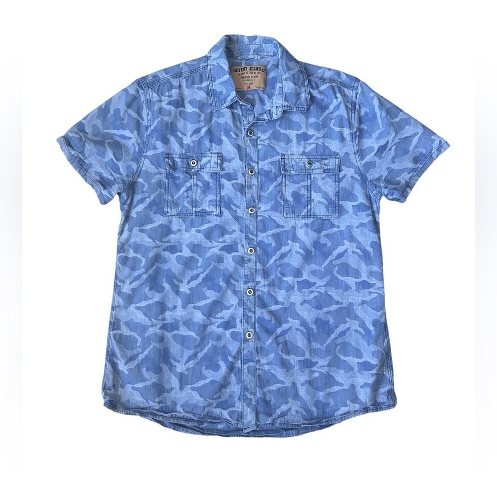 Seven7 Jeans Co. Men’s 100% Cotton Blue Camo Button Up size Medium